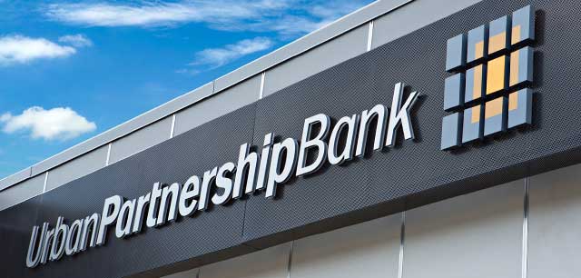Urban Partnership Bank exterior sign at Bellwood